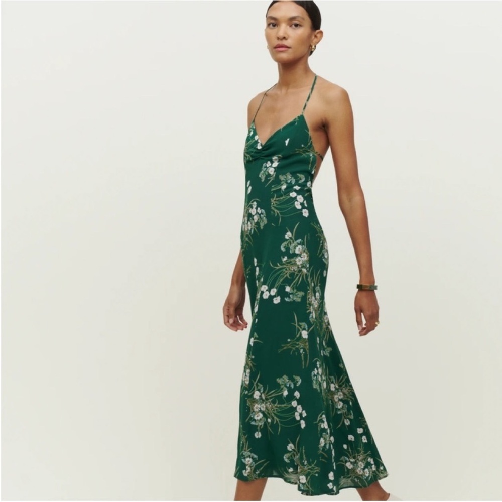 Reformation Tova Dress in Green Floral